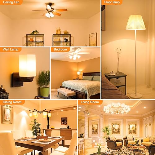 Miniatura 7 de hansang Bombilla LED E12 de 5000 K, luz diurna, paquete de 8 bombillas para ventilador de techo, bombillas LED de candelabro A15 para candelabro,