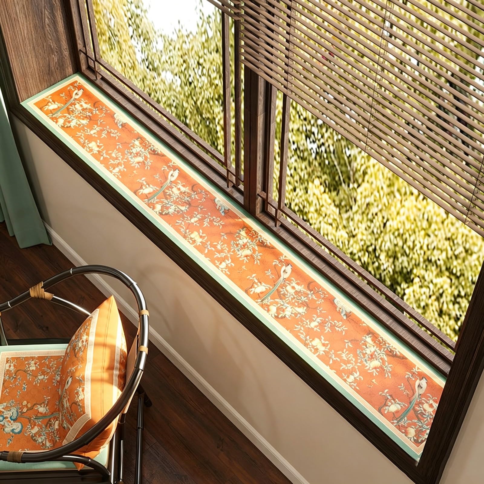 YCYHXJB Print Window Sill Cushion, Narrow Waterproof Window Sill Cover, Trimmable Customizable Bay Windowsill Protector with Non-slip Backing(100x15 cm/39x6 in)