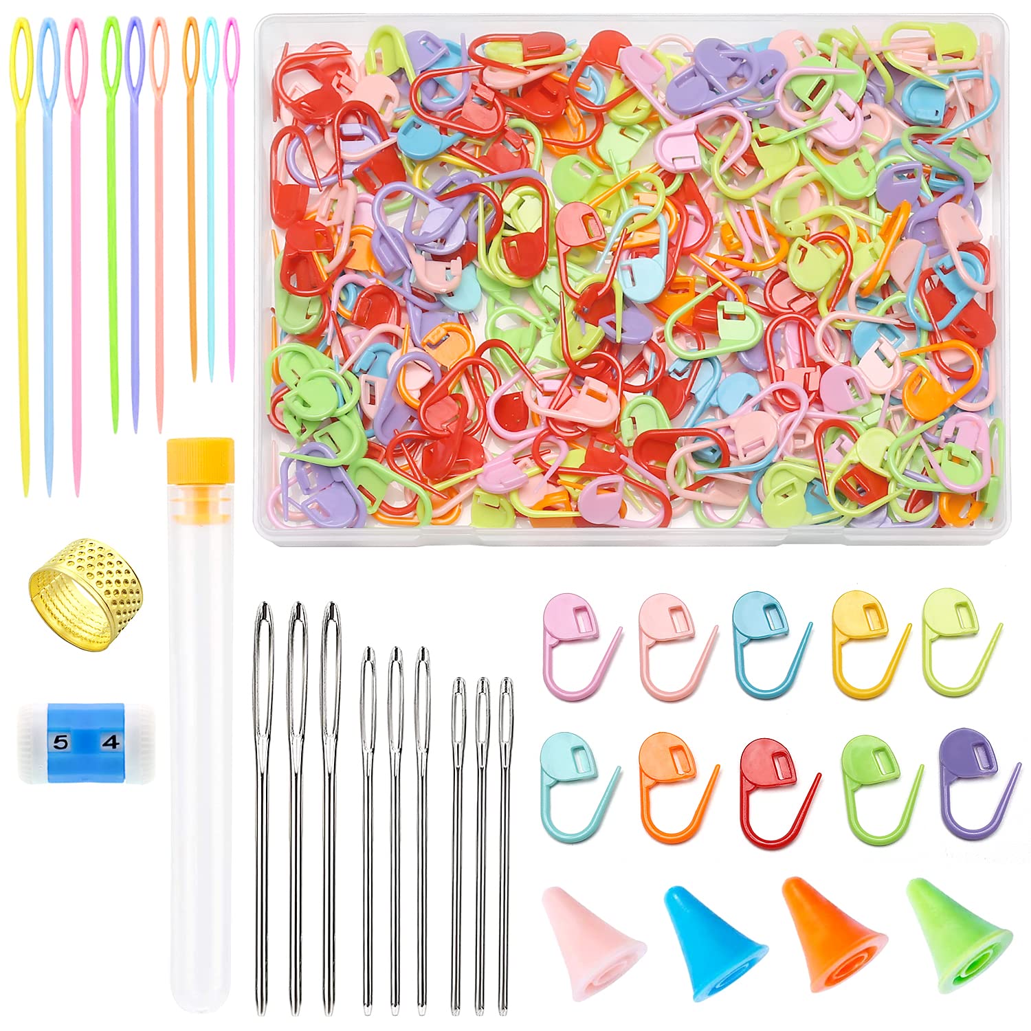 Elisel Colorful Knitting Stitch Counter, Crochet Locking Stitch Markers Stitch Needle Clip Knitting Crochet Markers DIY Craft Plastic Safety Pins (224 PCS)