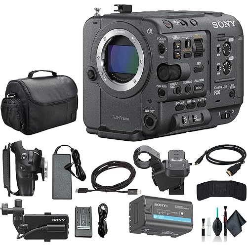 Sony FX6 Full-Frame Cinema Camera Body Only ILME-FX6V, Bag, Memory Card Wallet, Cleaning Kit - Starter Bundle