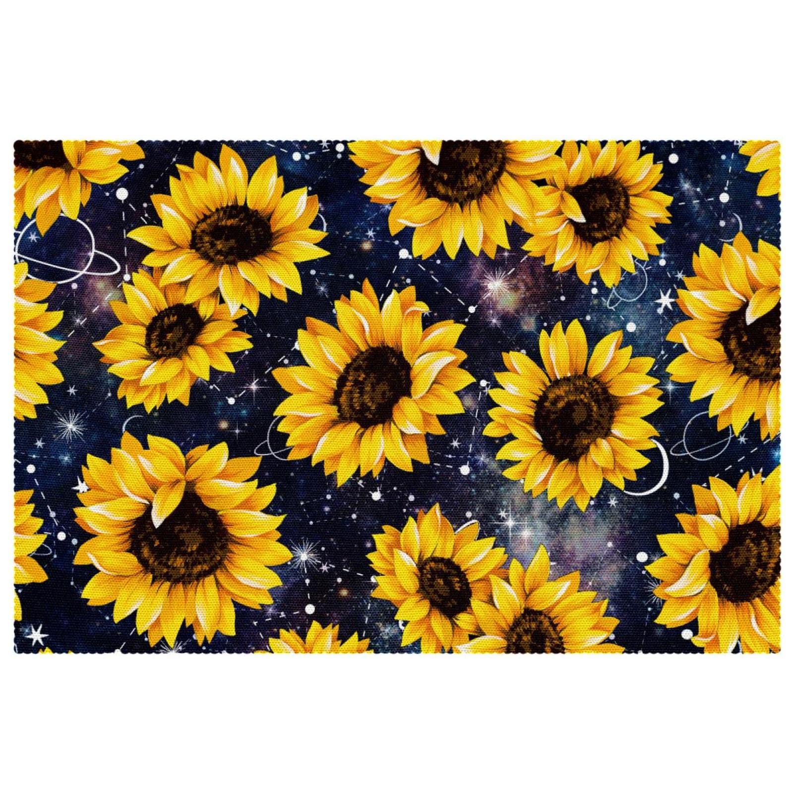 Set de table antidérapant et résistant à la chaleur, motif tournesol lavable 6 pièces
