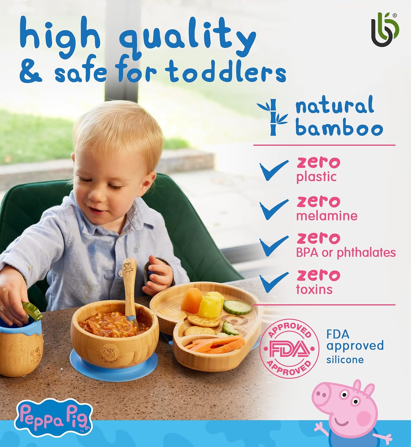 The First Years Peppa Pig - Juego De Vajilla Para Niños Pequeños, Incluye Plato Dividido Y Utensilios Para Niños Pequeños, Apto Para Lavaplatos