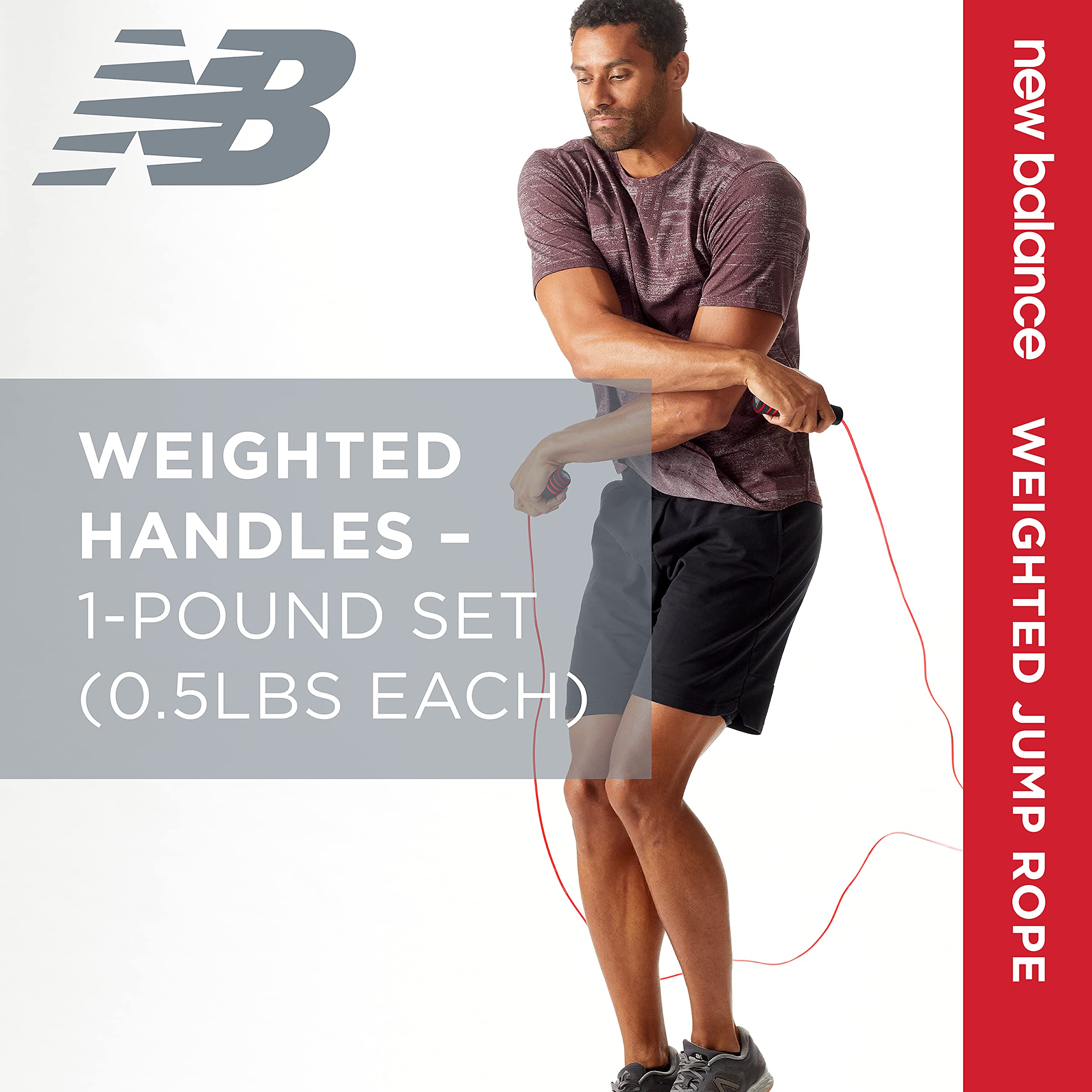 New Balance Skakanka obciążeniowa dla mężczyzn – zestaw ciężkich uchwytów piankowych 0,5 kg, regulowana długość, trening treningowy, skakanka do fitnessu dla kobiet (zestaw 0,5 kg)
