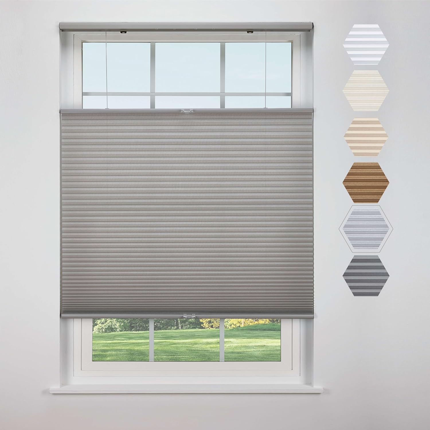 Linen Avenue Cordless Cellular Top Down Bottom Up Light Filtering Shade 22 1/2 W x 48 H, Platinum (Arrives 1/4" Narrower)