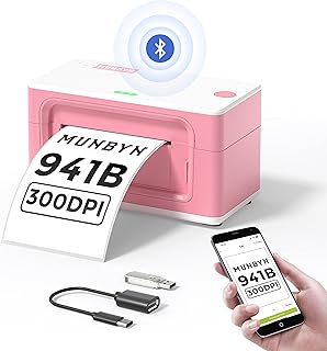 MUNBYN Bluetooth Thermal Label Printer 941B, Wireless 300DPI 4x6 Shipping Label Printers for Small Business, Support iOS, MAC, iPhone, Android, PC, Compatible with Ebay, Amazon, Shopify, Etsy, USPS