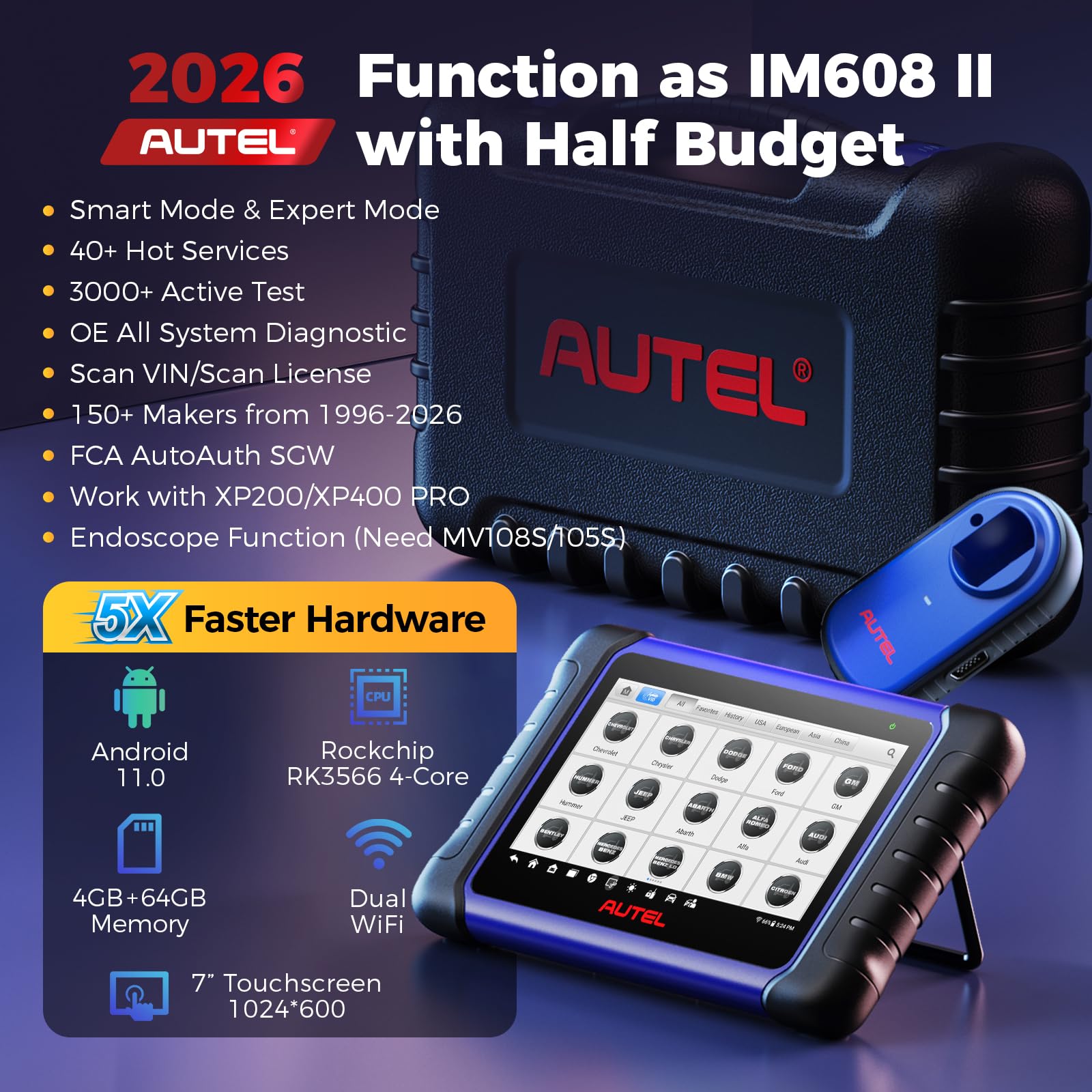 Autel MaxiIM IM508S mit XP200 Schlüssel Programmiergerät Auto, 2-Jahre Update[Wert 650€], 2026 Up von KM100 IM508 IM608PRO Autoschlüssel Programmierer, 3K+ Bidirektionale Test, 40+ Dienste, Android 11 | 3000+ Bidirektionale Tests, 40+ Servicefunktionen, e