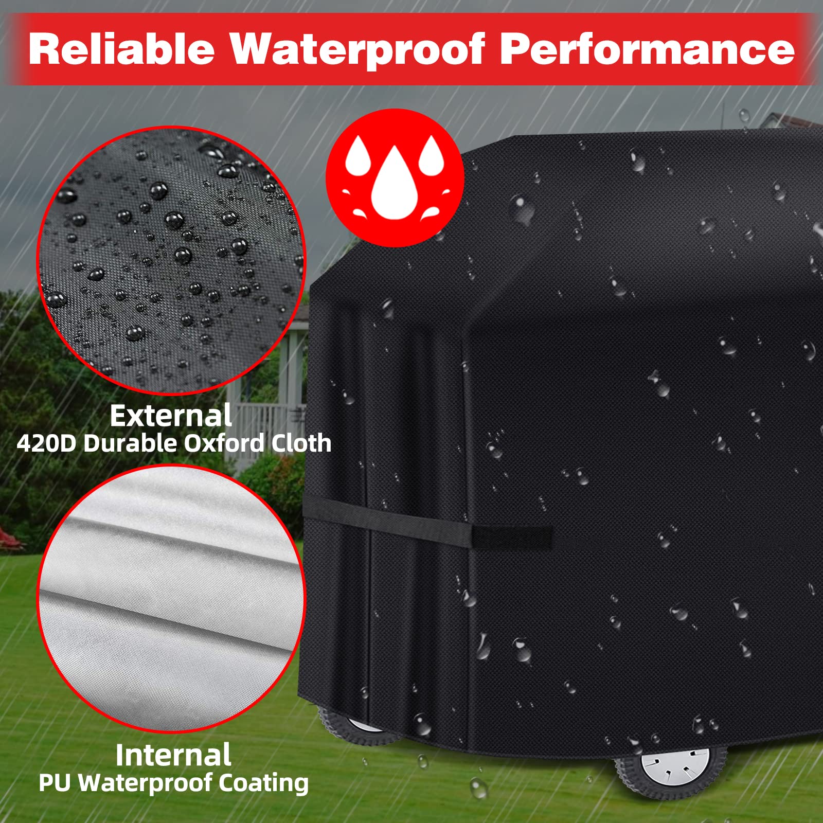 Housse de protection pour barbecue en tissu Oxford 420D respirant