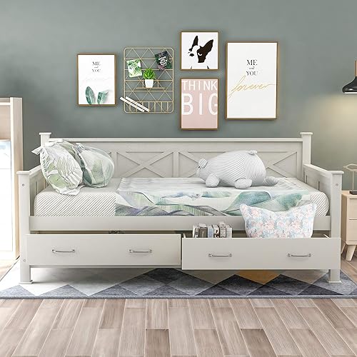 Miniatura 3 de Bellemave Marco de sofá cama individual con cajones de almacenamiento, plataforma de madera, sofá cama capitán para niños, dormitorio, sala de estar