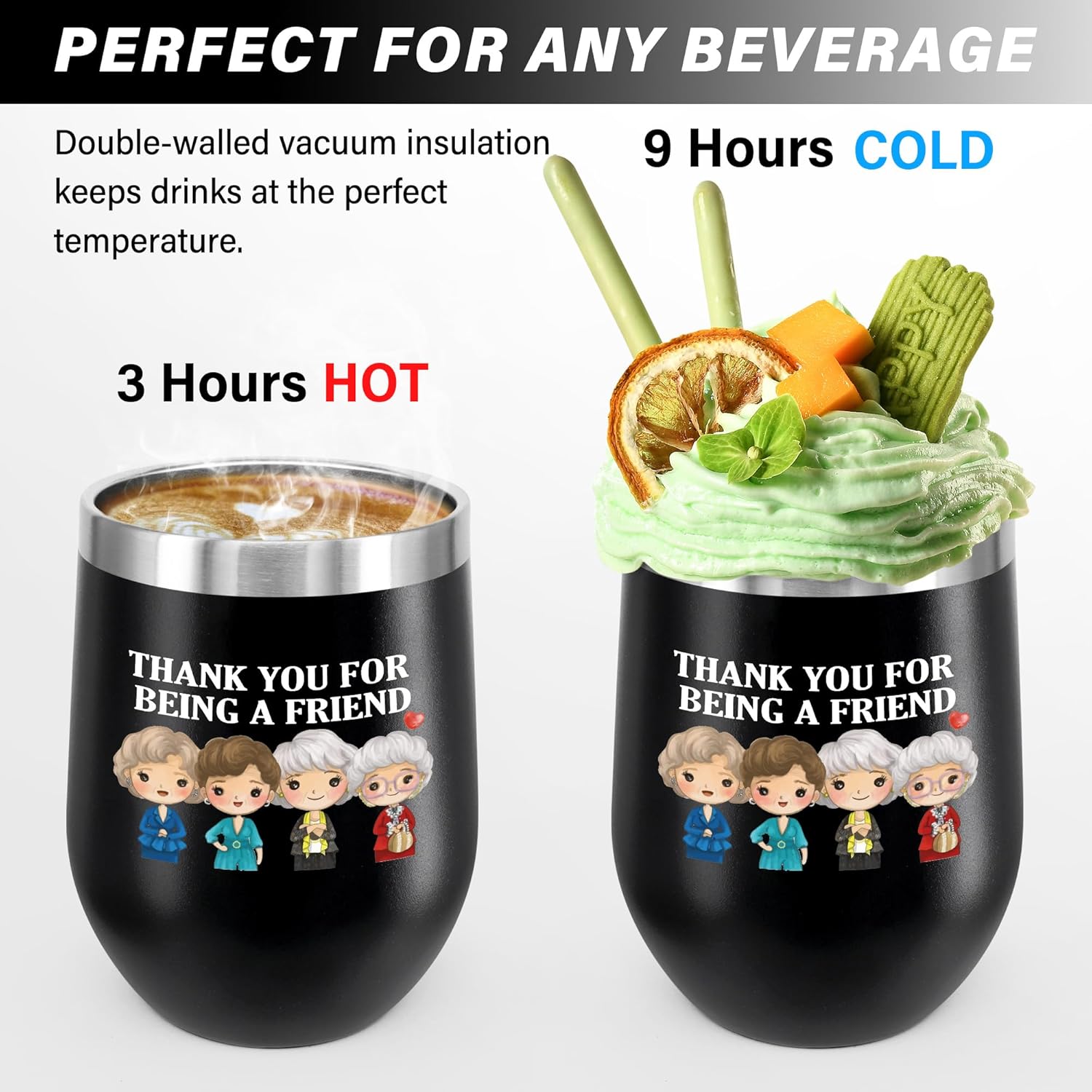 ATHAND Golden Girls Gifts,Thank You for Being A Friend Mug,Golden Girls Merchandise Tumbler Gifts for Best Friend,12oz Wine Tumbler With Lid (Black) - Image 6