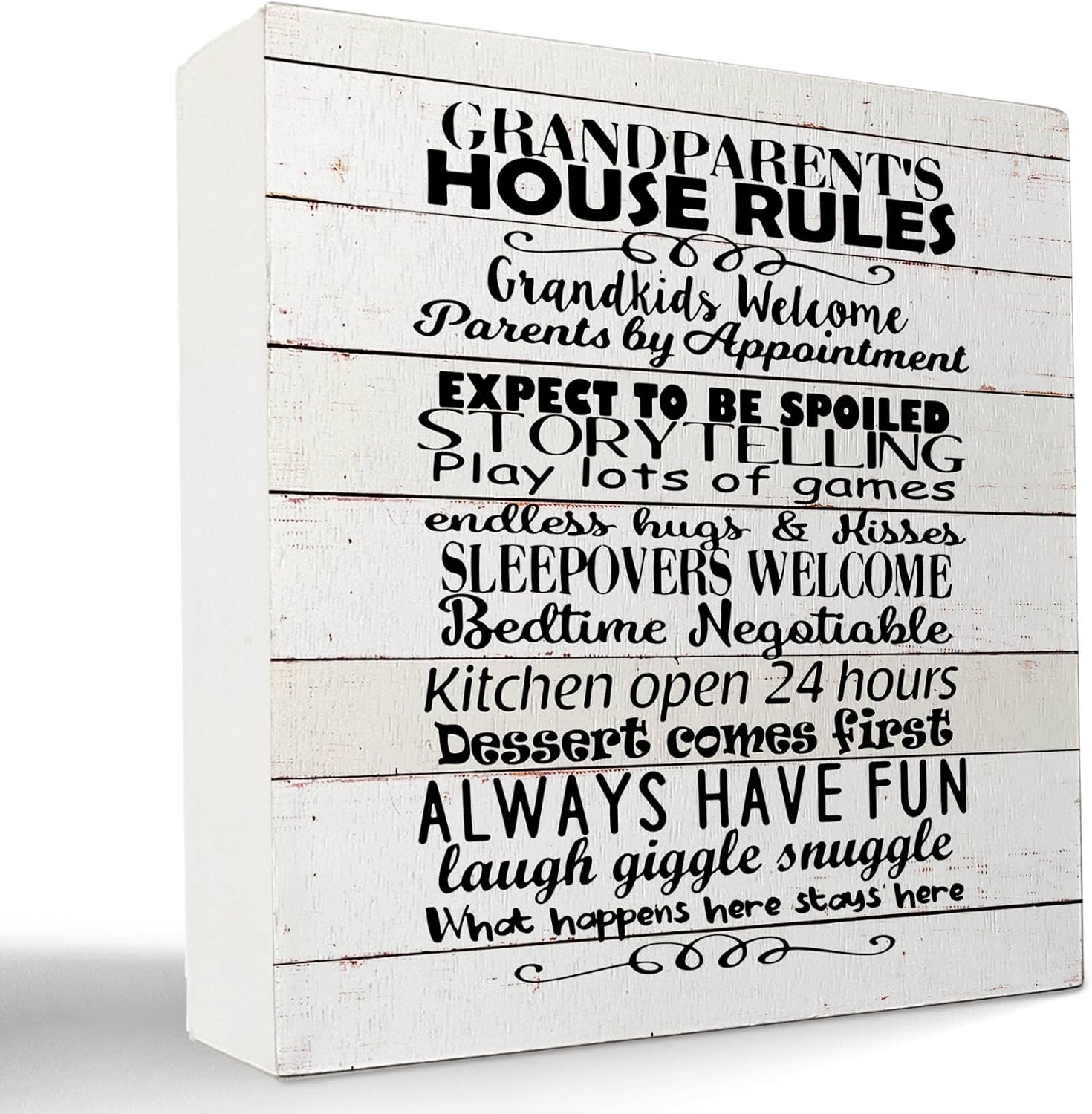 kunlisa Grandparent's House Rules Wooden Box Sign Desk