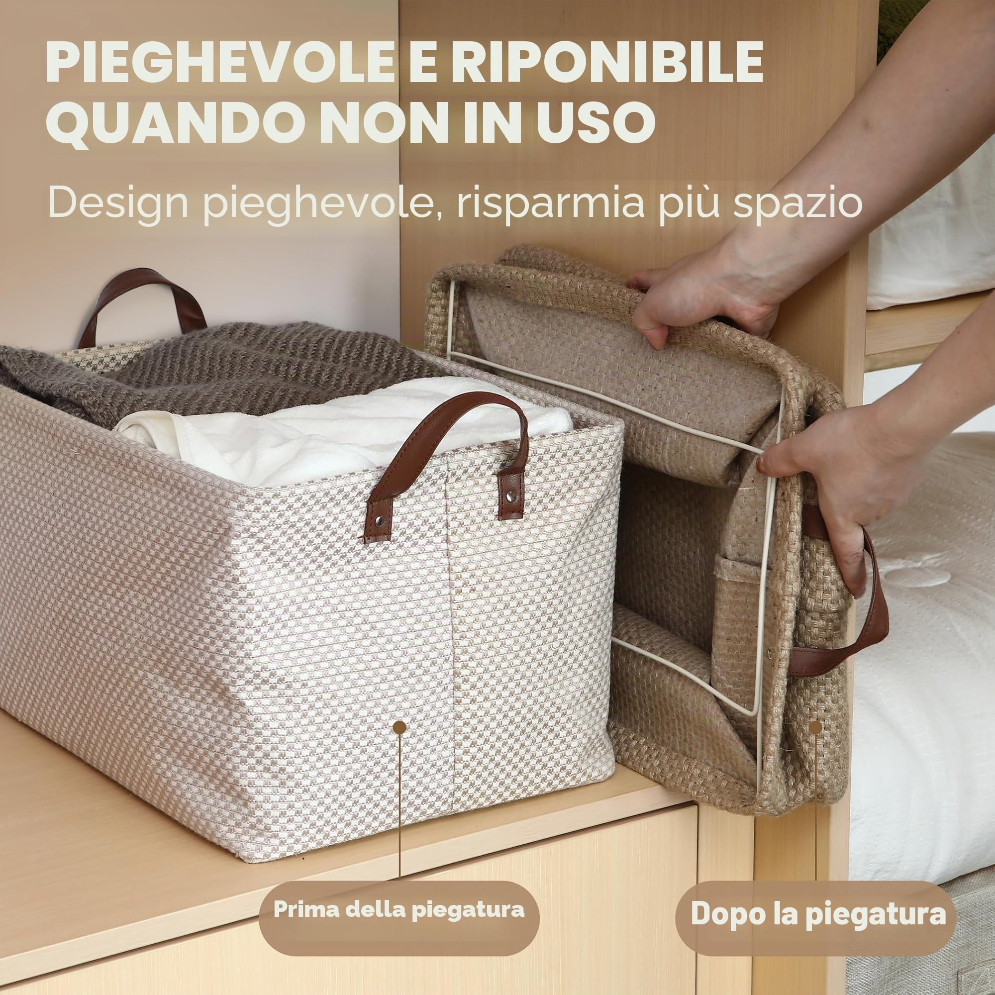 Sea Team Robusto cestino in iuta con telaio di supporto (42 x 30 x 25 cm) – organizzatore stabile per scaffali e armadi, accessori per la casa