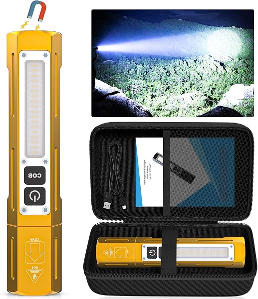 Banral Rechargeable Flashlights High Lumens - Super Bright Small Pocket Magnetic Flashlight, 8 Modes LED Tactical Flash 