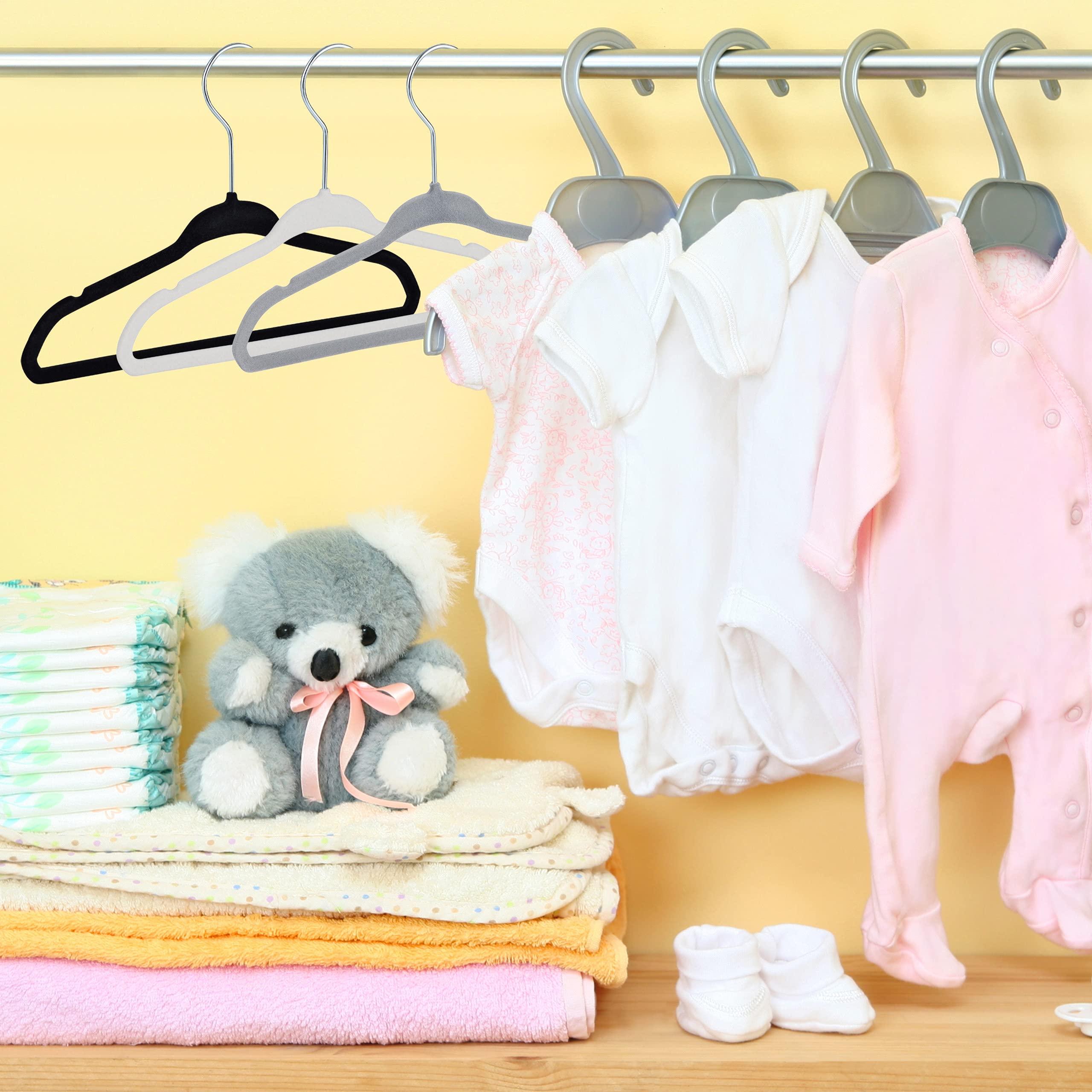 Lot De 30 Cintres Anti-dérapants Pour Bébé/enfant - Plastique Uni, Gain De Place - Stockage Vêtements Petits - 8