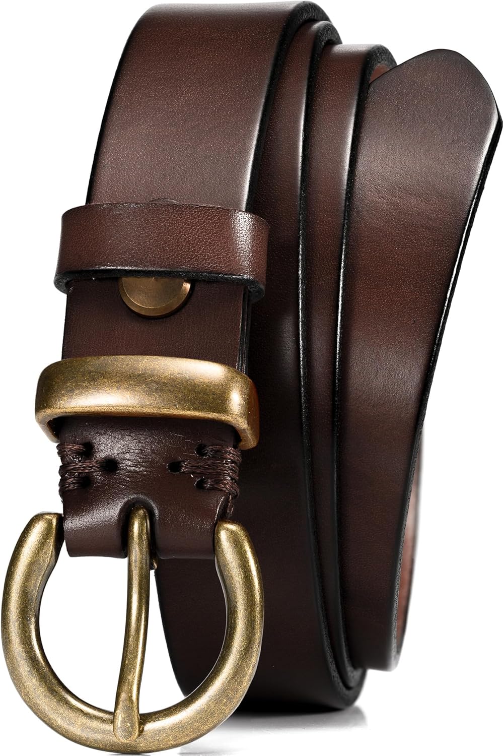 WOLFANT Full Grain Leather Belt for Women,1.1" Ladies Casual leather Jean Belt with Vintage Circle buckle in Gift Box