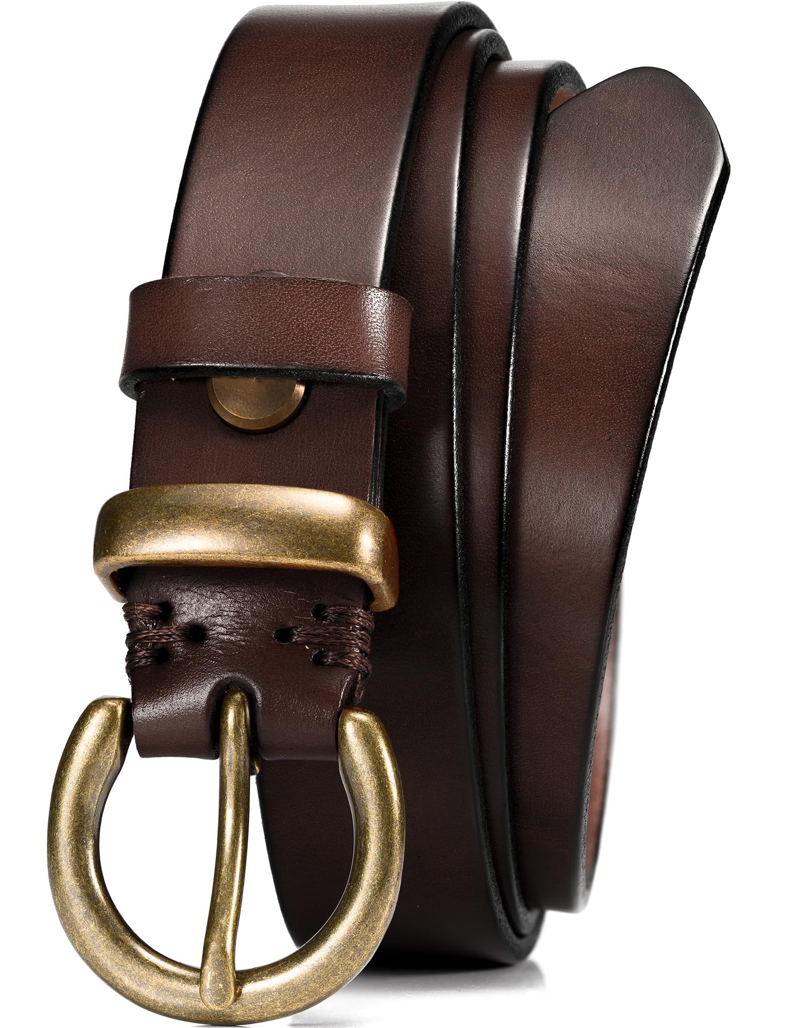 WOLFANT Full Grain Leather Belt for Women 1 1 Ladies Casual leather Jean Belt with Vintage Circle buckle