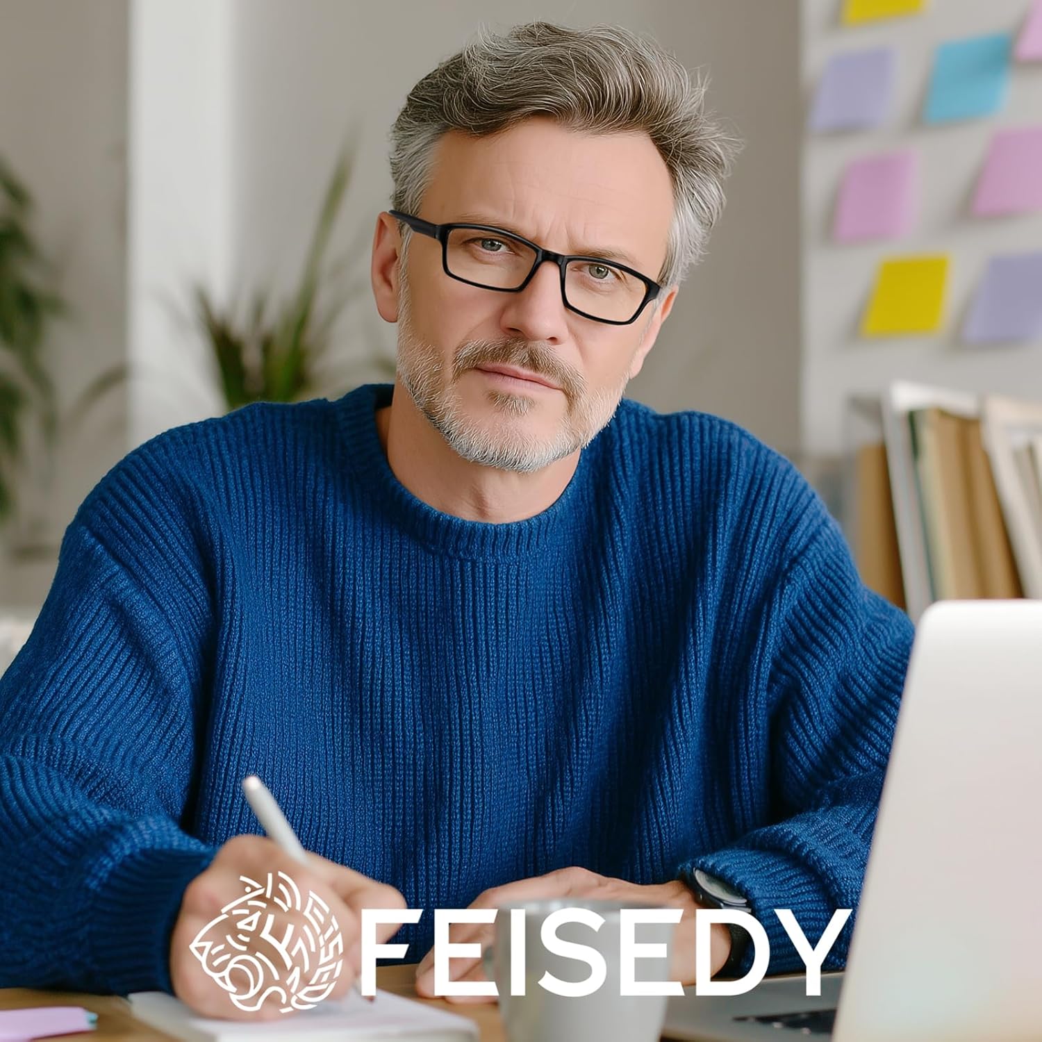 FEISEDY 6 Pack Classic Reading Glasses - Traditional, Lightweight, Black Frame, Rectangular Readers B0297 - Image 2