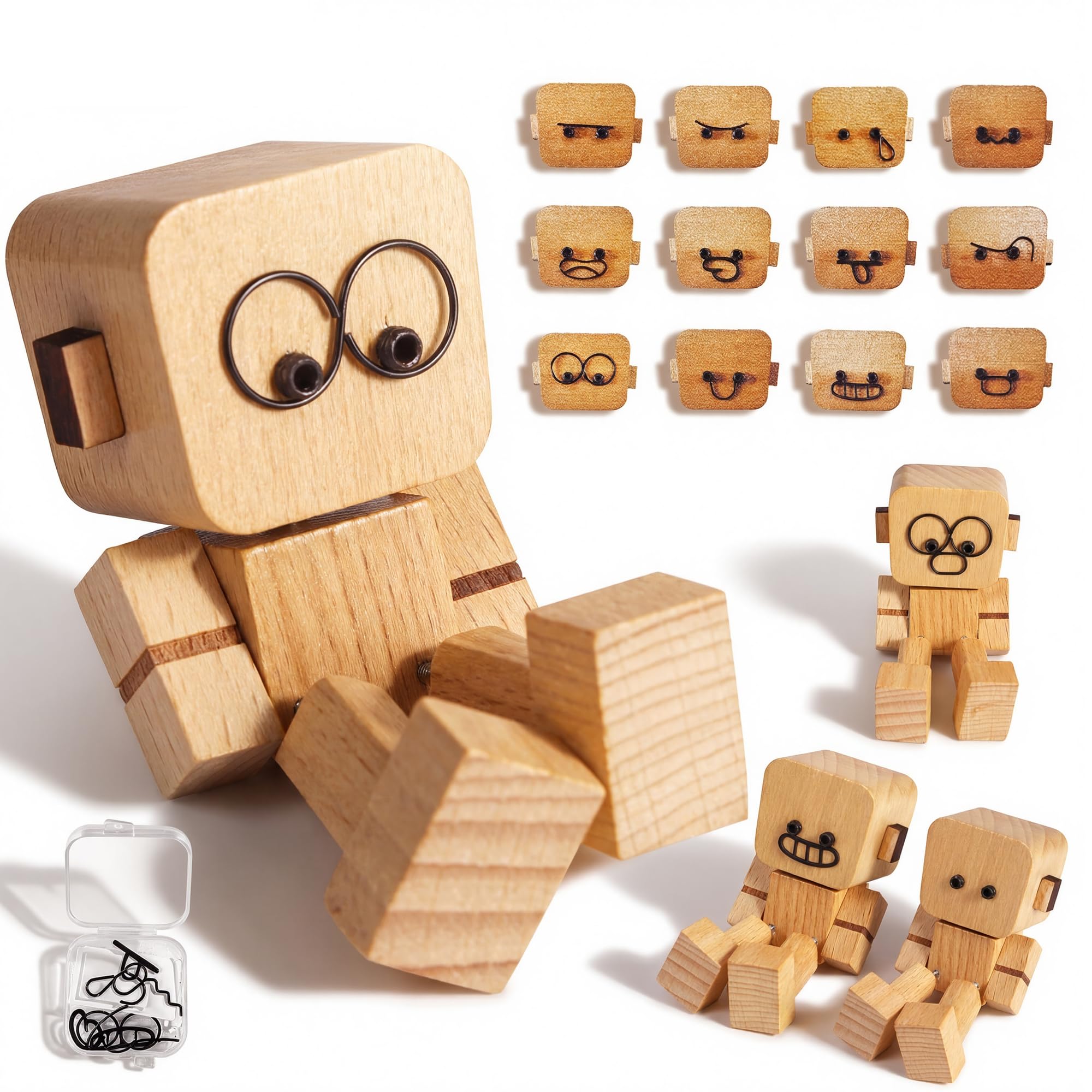 Shaking Wooden Man Figurine, Teacher Appreciation Mothers Day Graduation Gifts for Adults Men Husband, with Spring Legs, Shaking feet Wooden Doll,