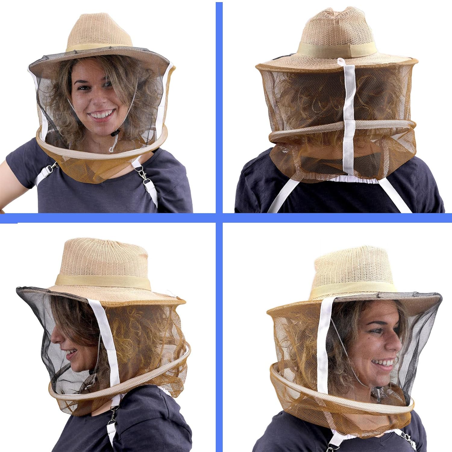 AukBeeFun Bee Veil Hat Beekeeping Veil Hat with High Visibility Veil and Long Elastic Shoulder Strap - Image 3