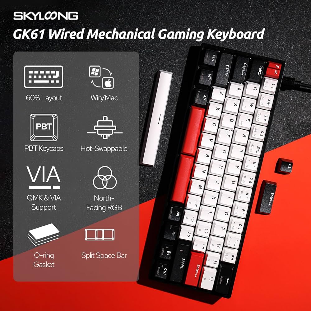 SKYLOONG GK61 PRO 60% Wired Mechanical Keyboard, QMK/VIA SKYLOONG GK61 PRO 60% Wired Mechanical Keyboard, QMK/VIA