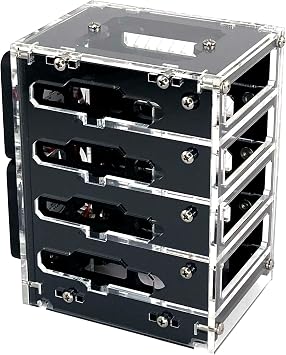 C4Labs Zebra Bramble Cluster Fan Case Raspberry Pi 4B & 3B+ 4 Stack, Black Ice