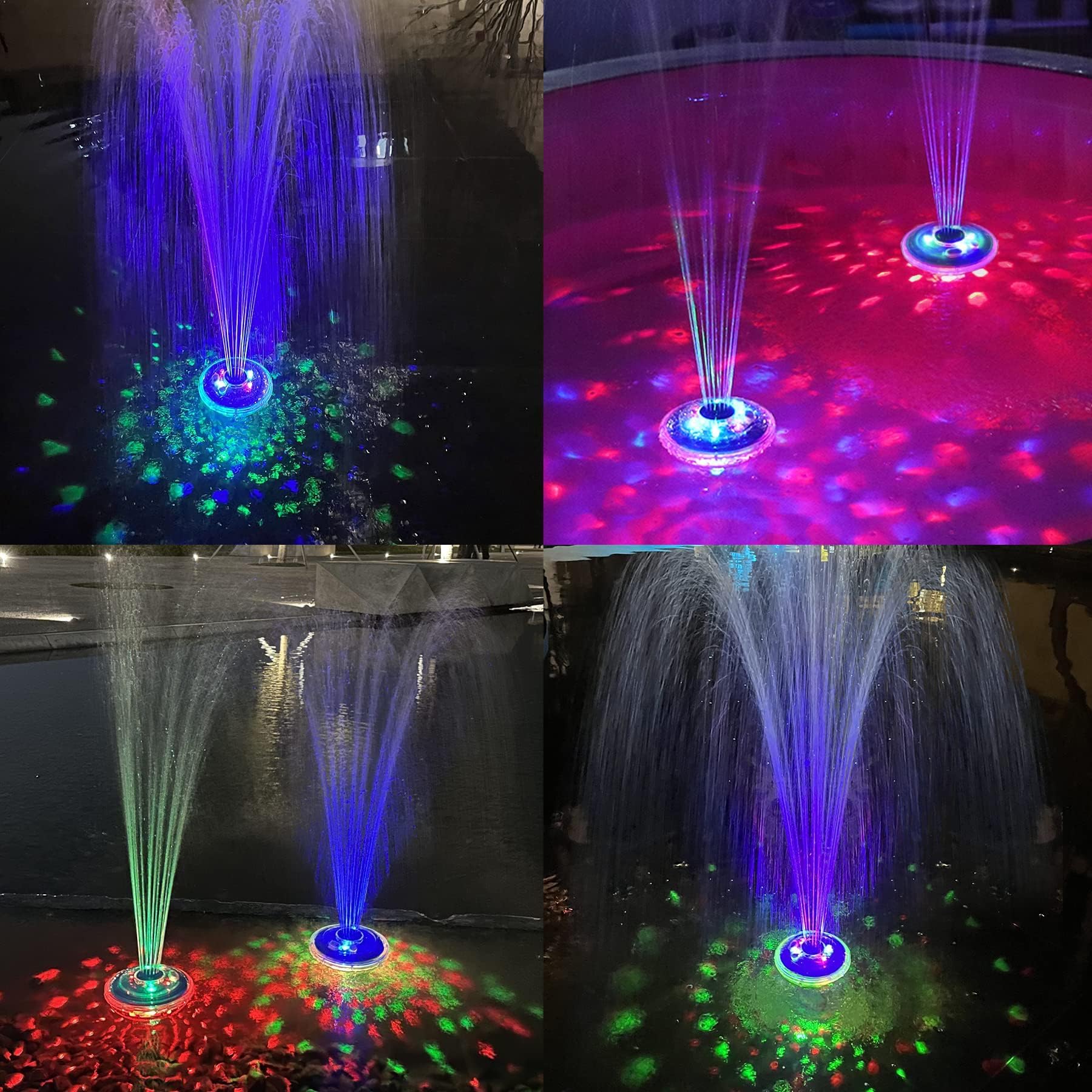 LanBlu Fontana Galleggiante per Piscina con LED, Ricaricabile, 2 Modalità di Irrigazione