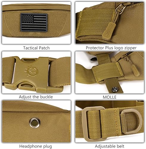 Miniatura 6 de Protector Plus Riñonera táctica para correr, cinturón militar, para fitness, bolsa de cadera MOLLE, bolsillo para equipo lumbar (incluye paquete),