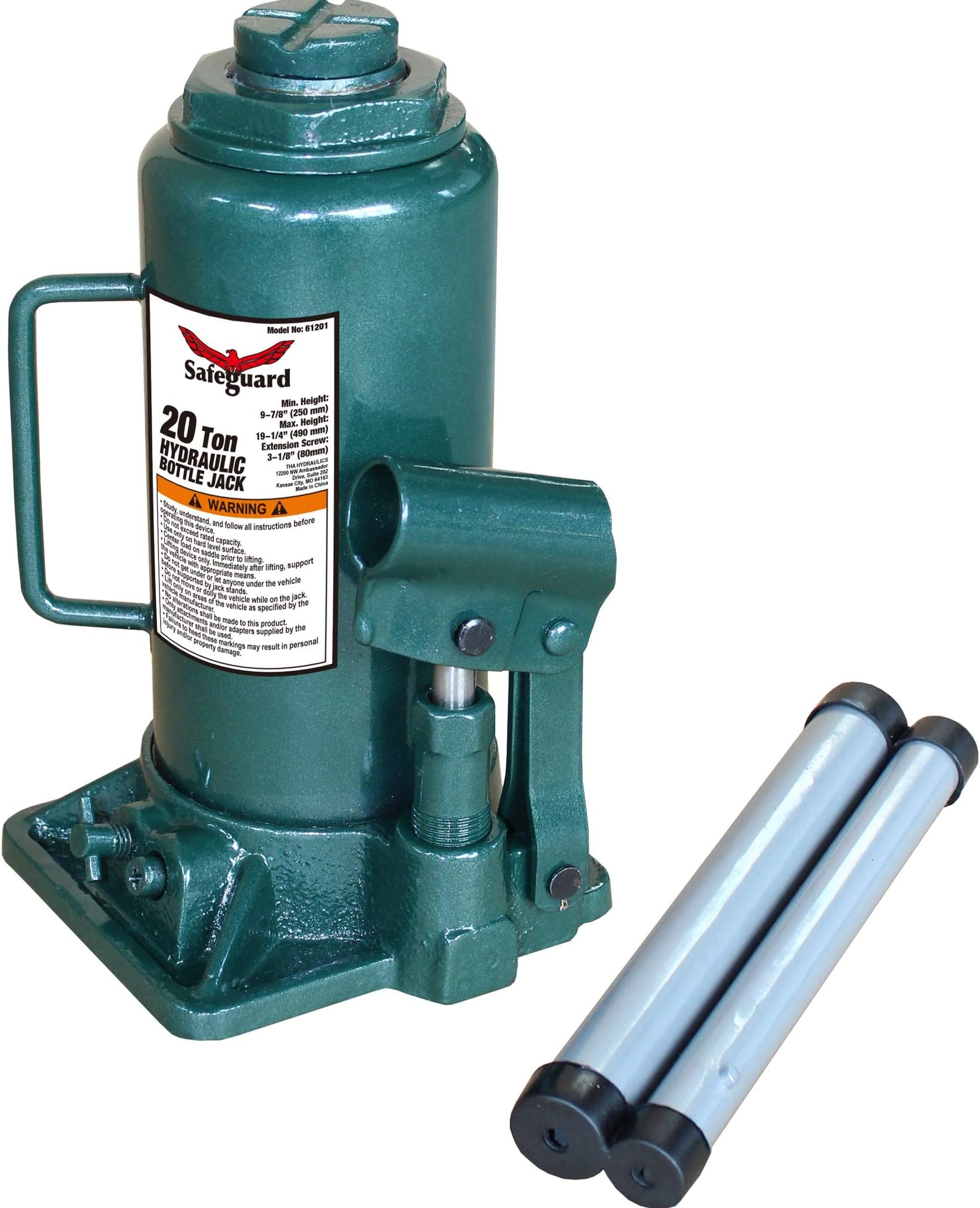 - Bottle Jack, Shorty, Steel, 20 Ton Capacity