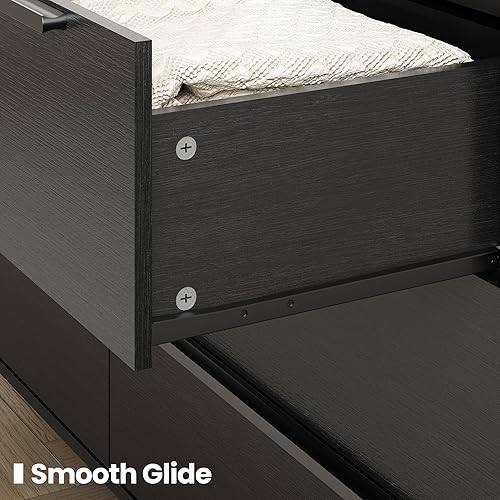 Miniatura 3 de Cómoda moderna y minimalista de 54 pulgadas de ancho para dormitorio, armario grande de almacenamiento de 6 cajones con elegantes asas de metal,