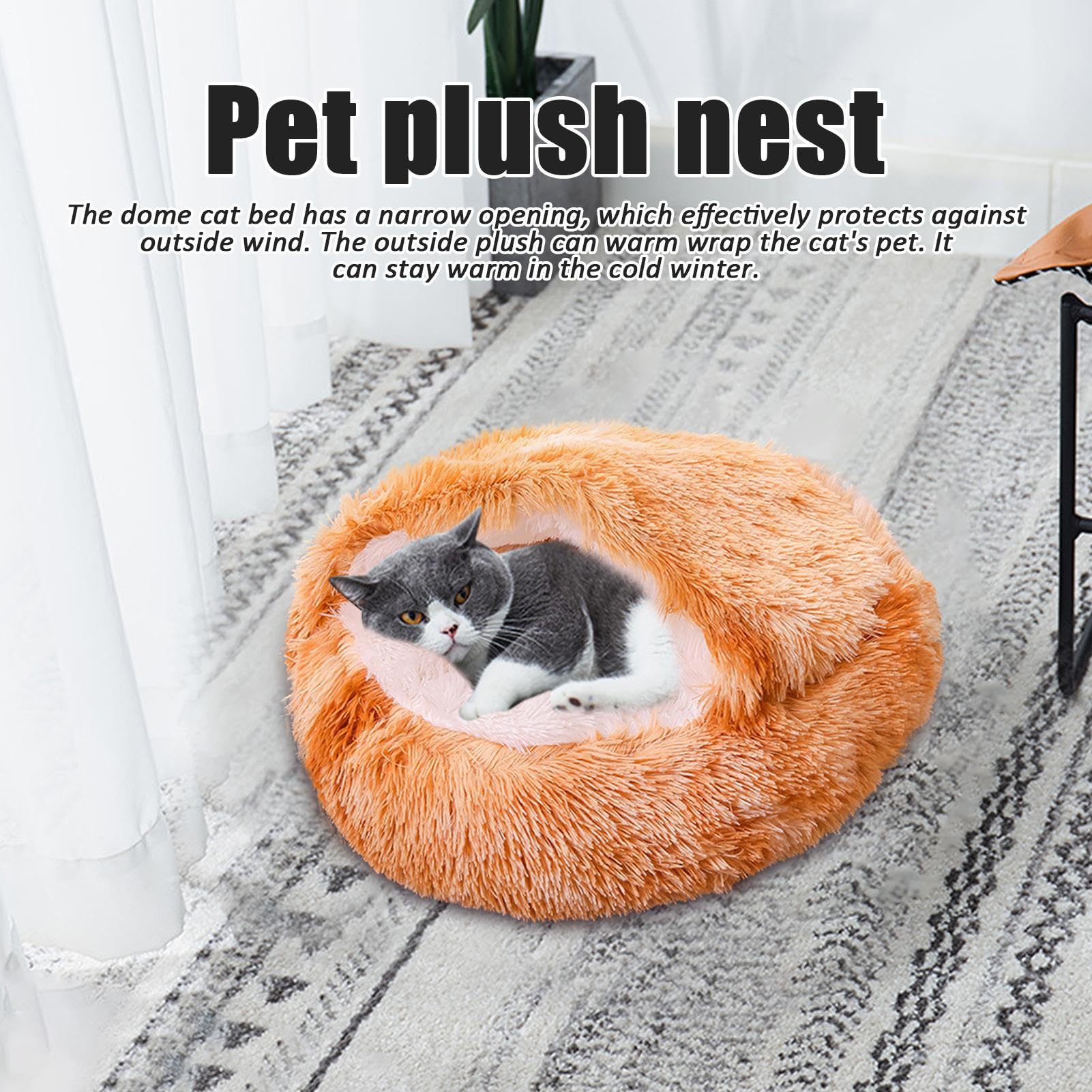 Genérico Camas para Gatos para Gatos de Interior - Camas para Mascotas para,Casa para con Fondo Antideslizante, Cama de Felpa Suave para Perros, Cama Cueva para, Suministros para Mascot