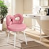 Vanity Chair with Backrest, Vanity Stool with Upholstered Seat, Sturdy Carbon Steel Frame Room Stool, Makeup Chairs for Bedroom Dressing Table, Living Room and Salon Decor Pink