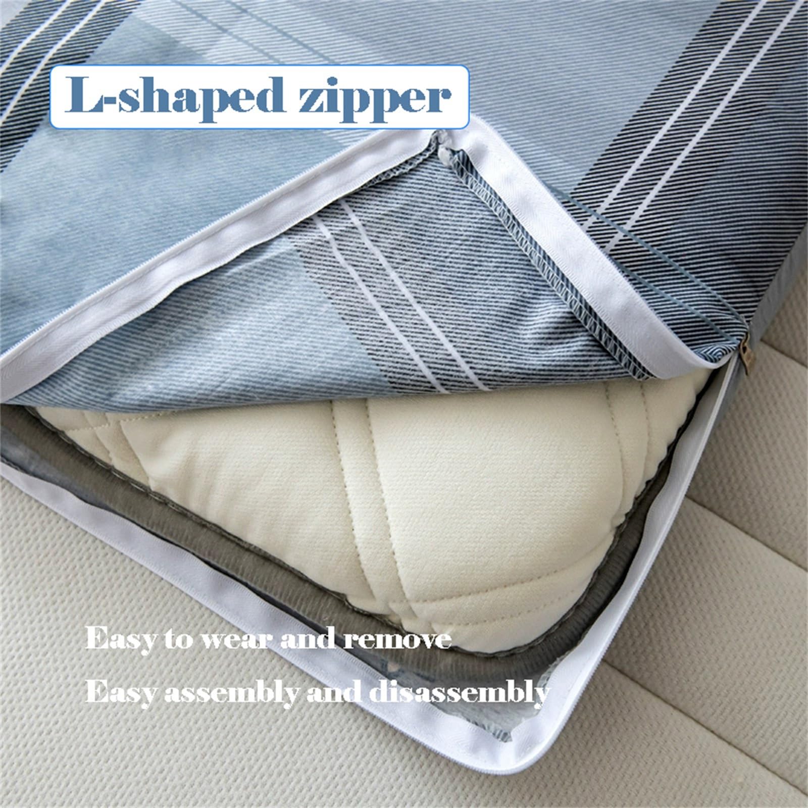 Housse De Futon Japonaise for Matelas De Sol, Housse De Futon Japonaise À Fermeture Éclair, Housse De Matelas De Sol, Coton, Lavable en Machine(Stripes,80x190cm/32x75in)