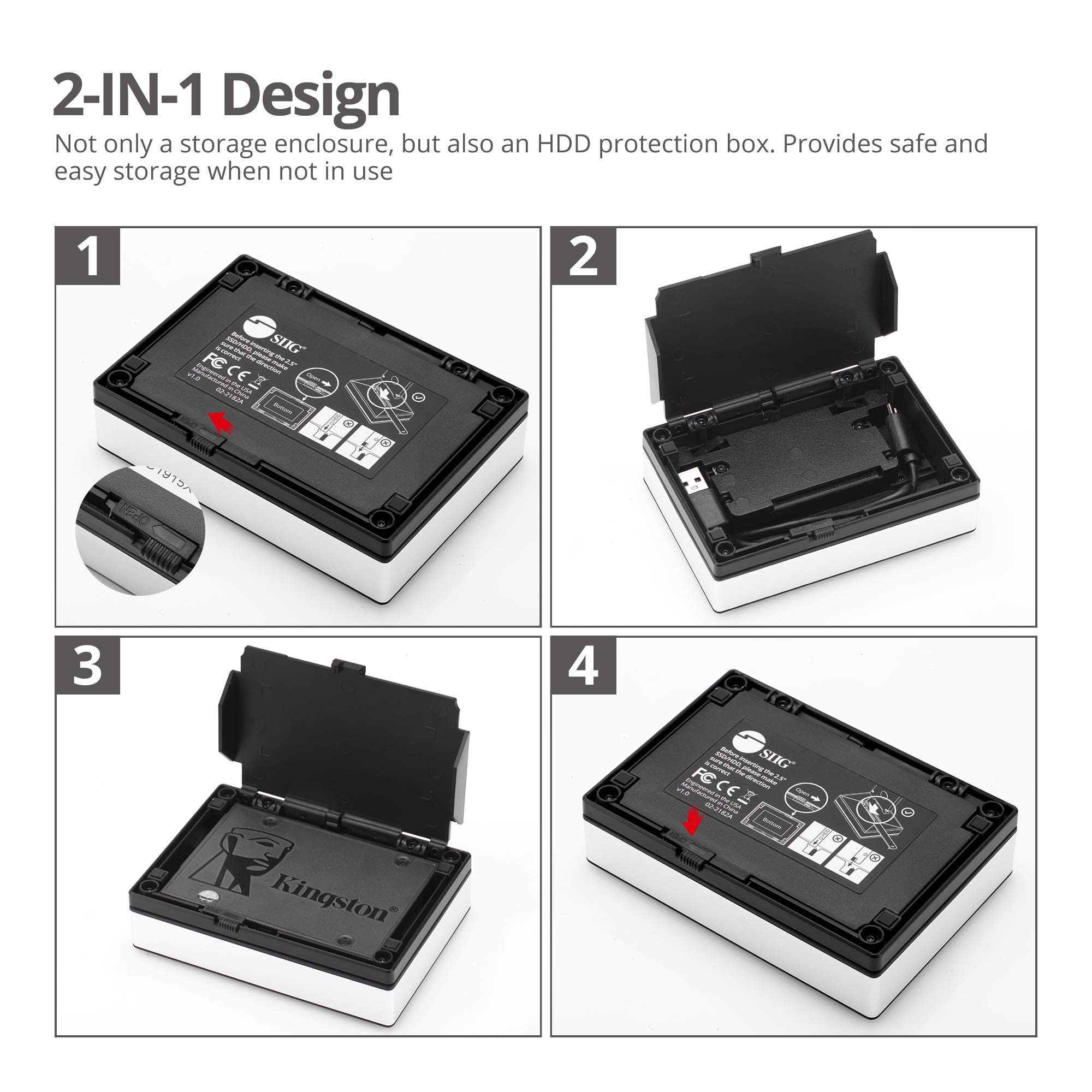 SIIG Custodia esterna per disco rigido USB 3.0 (docking station da USB a SATA) con supporto per unità da 2 TB+ per cavo USB 3.0 Tipo-A a Micro B da 2,5 pollici (JU-SA0V11-S1)
