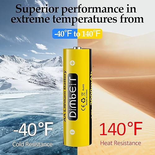 Miniatura 5 de Paquete de 12 baterías AA de litio, batería doble A de litio de 3000 mAh 1.5 V, baterías de hierro de litio de mayor duración para dispositivos de