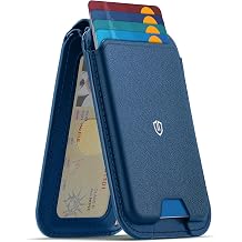 SHIELDON Strong Magnetic Wallet Stand for MagSafe, Genuine Leather, 6 Card Holders, Angle Adjustment, Compatible with iPhone 17 Pro/Max/Air, 16/15/14/13/12 Series & Magnetic Case - Royal Blue