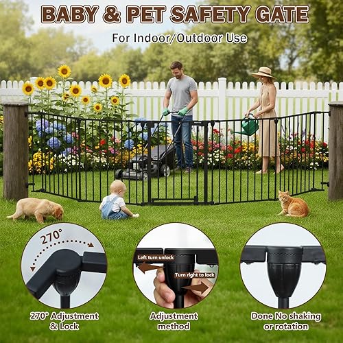 Miniatura 5 de Mumeasy Puerta de bebé extra ancha negra para 5 paneles