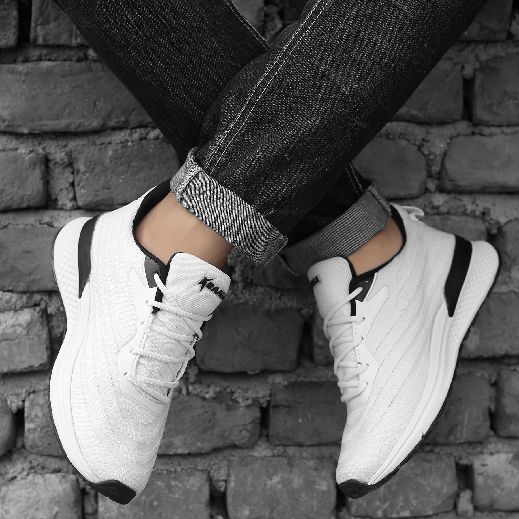 Kraasa Zapatillas de correr para hombre | Plantilla de EVA acolchada suave | Zapatos para caminar y gimnasio para hombre, White1, 10 UK