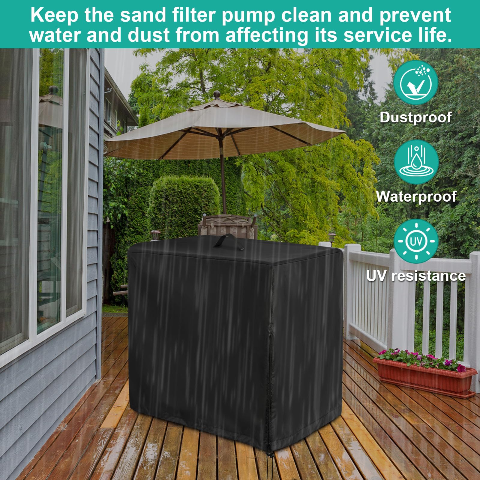Kingling Sandfilteranlage Pool Abdeckung für INTEX Poolpumpe Sandfilter, wasserdichte Abdeckung für Sandfilteranlage Poolpumpe Poolfilterabdeckung
