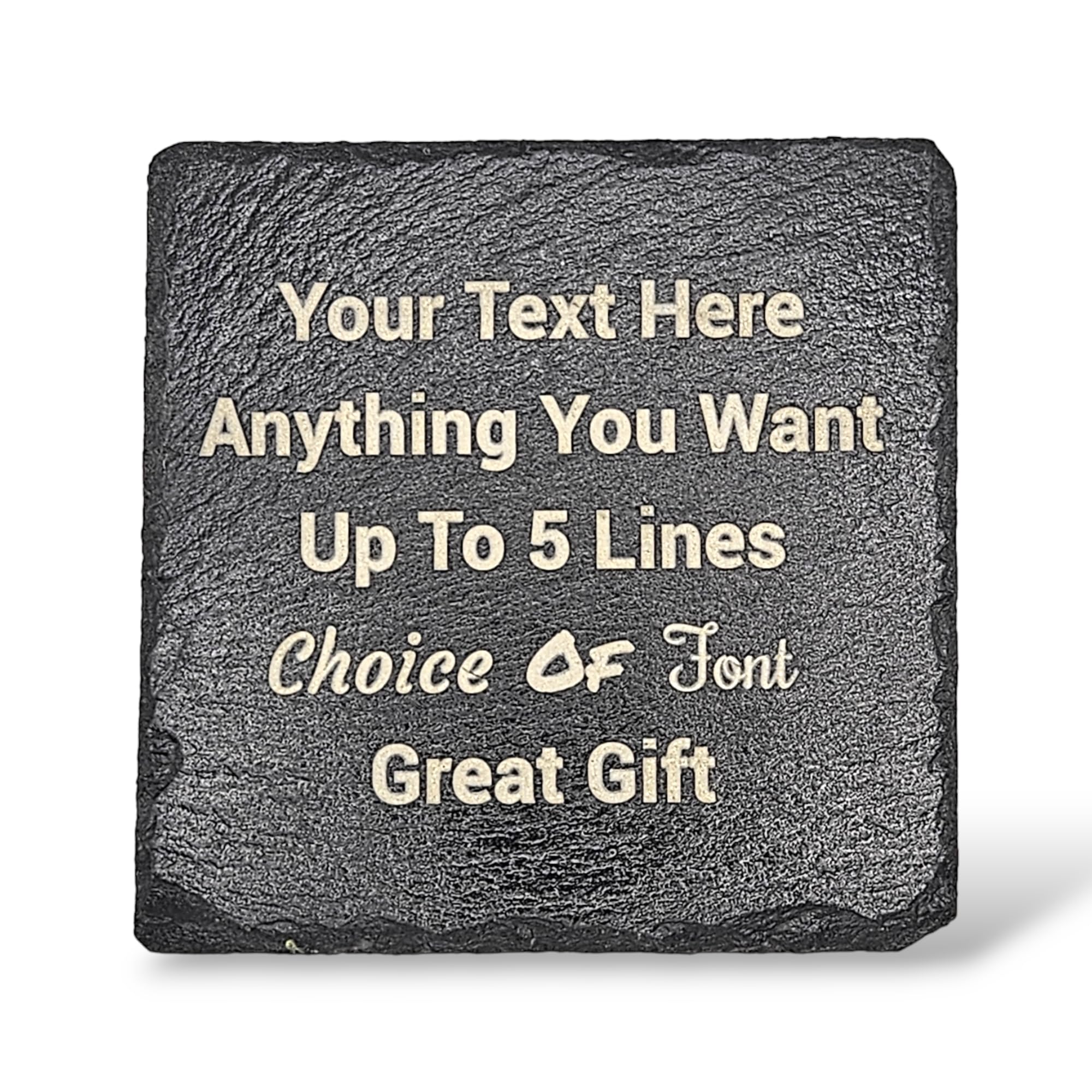 Personalised Engraved Square Slate Coaster/Place Mat - Any Engraving - Hand Finished in UK. 100mm