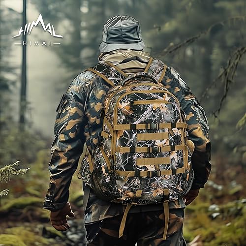 Miniatura 7 de GoHimal Mochila de caza impermeable 600D, paquete de caza de camuflaje con riñonera para pistola de arco de rifle, Camouflaje