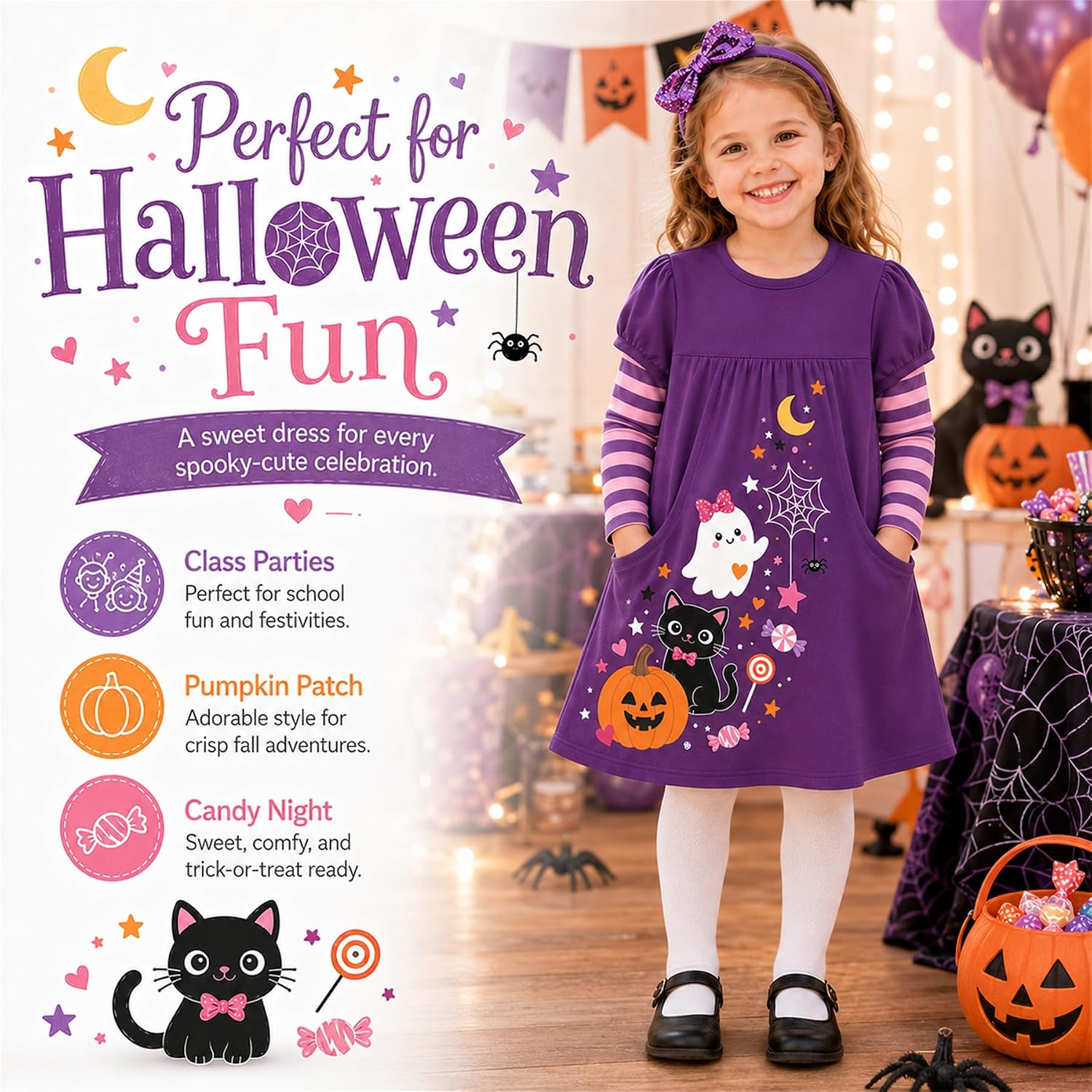 VIKITA Winter Girls Dresses Toddler Girl Clothes Long Sleeve School Outfits for Kids 2-12 Years image 5