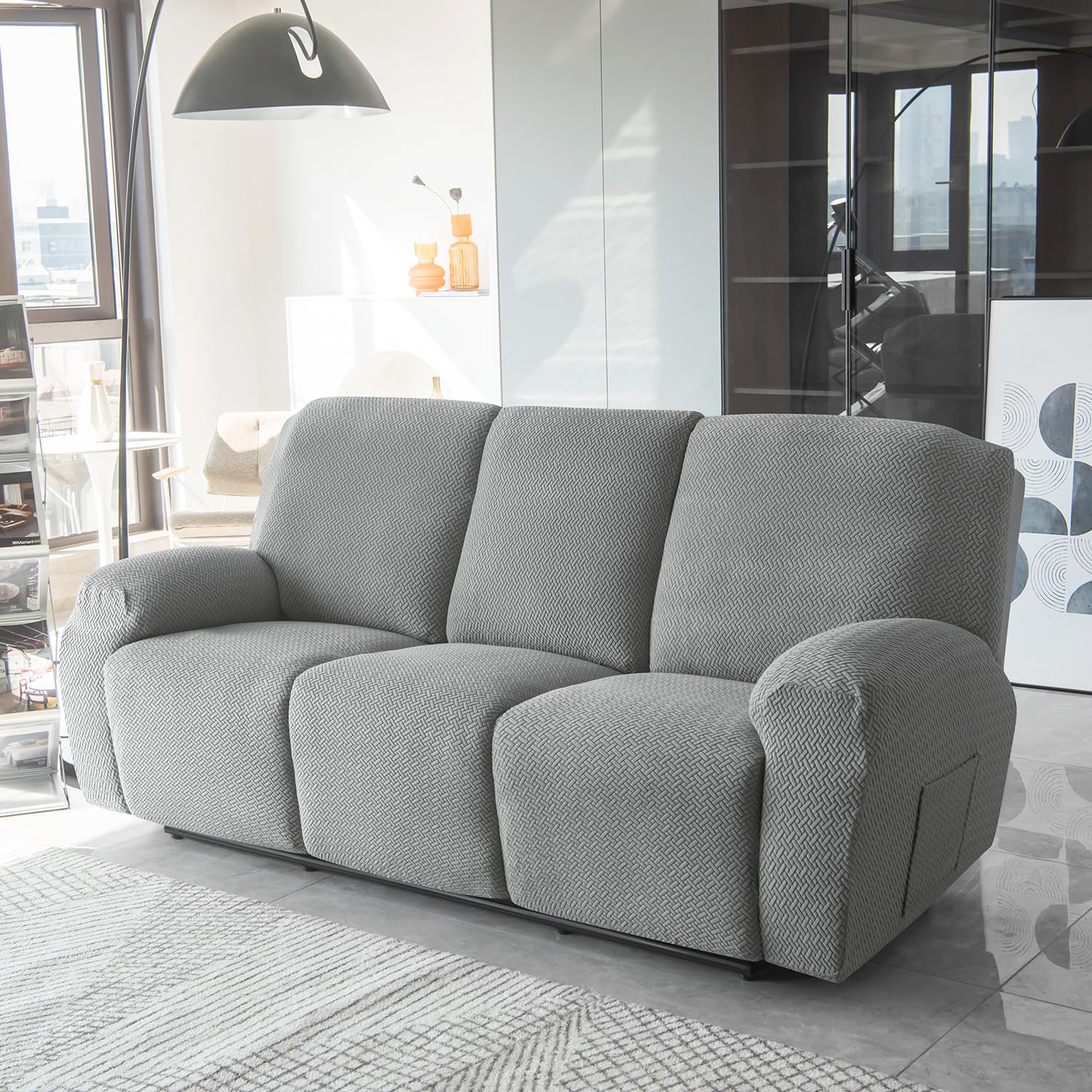 HOKIPO Recliner Cover - 3 Seater Grey -8