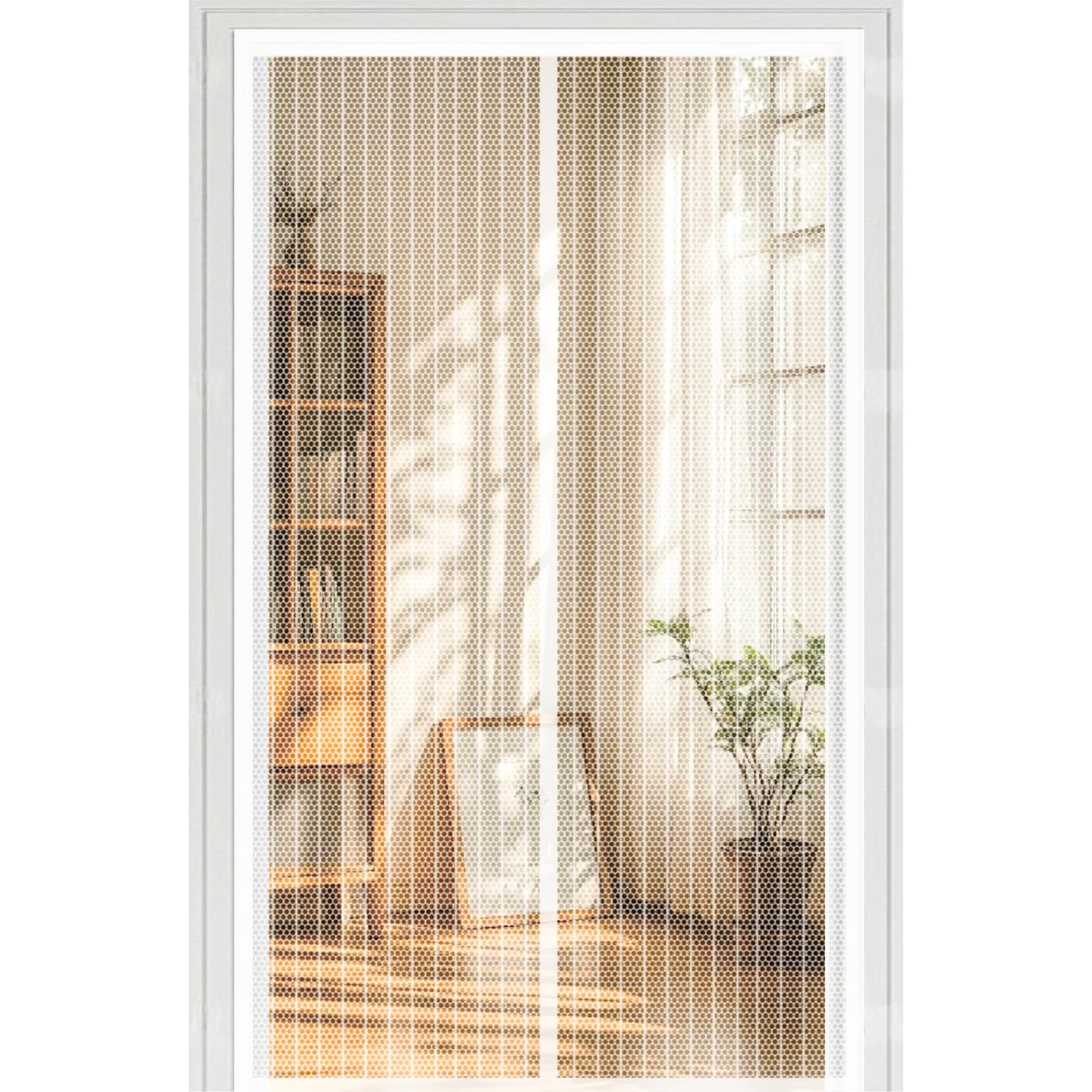 Moustiquaire magnétique 200 x 249 cm en maille ultra-fine blanche pour porte