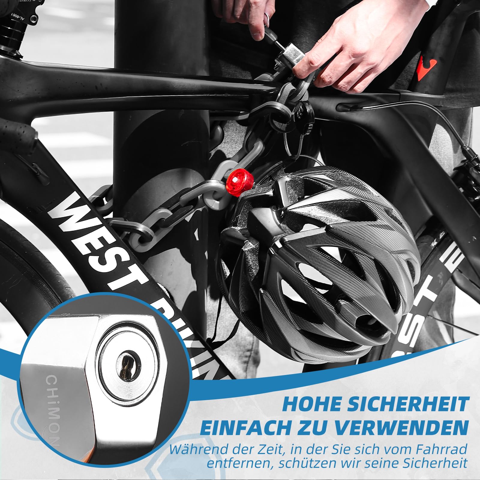HONGYEA Fahrradschloss mit Schlüssel - 95cm Fahrrad Kettenschloss