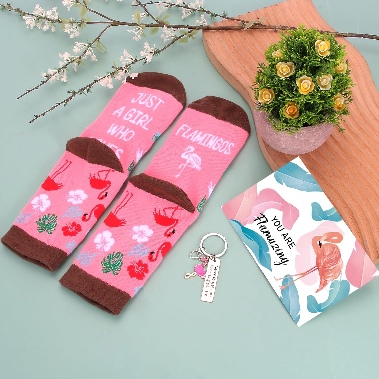 Flamingo Gifts for Women Best Funny Pink Gift for Flamingo Lovers Including Tumbler Mug Makeup Bag Keychain Socks Notepad Candle Earring Brecelet for Birthday Christmas Mothers Day - Image 6