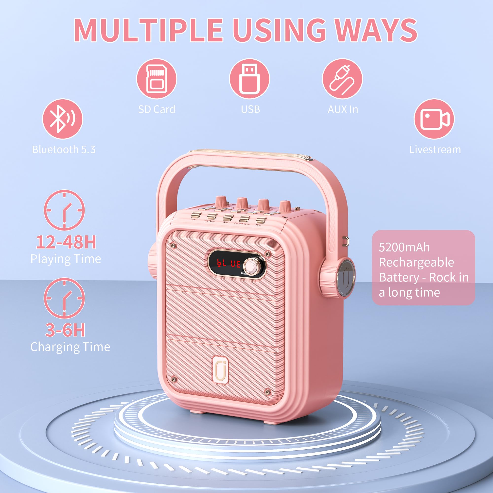 JYX Macchina per karaoke con microfono cablato,Armadio altoparlante Bluetooth alimentato con luci per feste,Ingresso USB di supporto del sistema PA portatile,Eventi interni/esterni