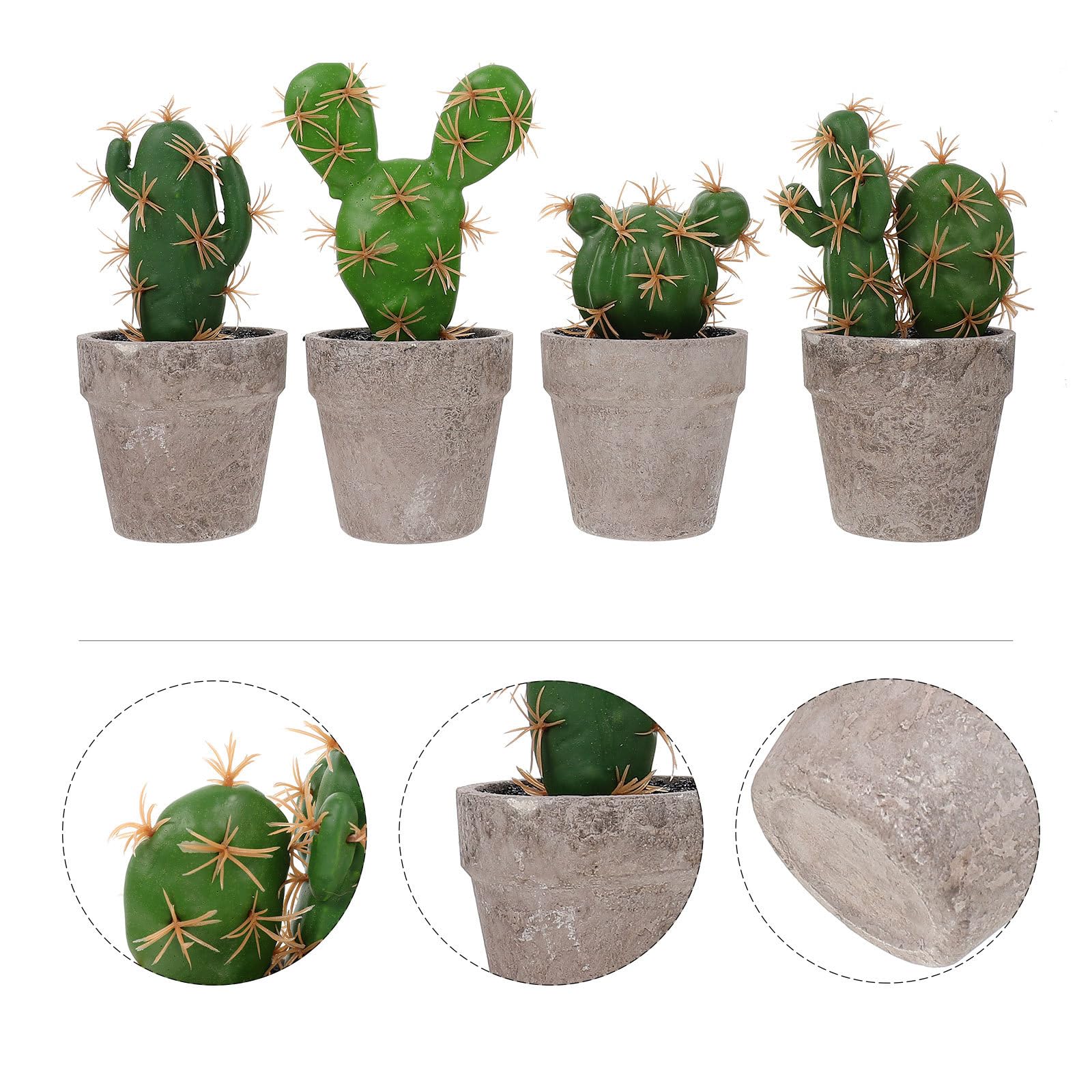 Piante Grasse Finte Aspetto Naturale Set 4 Pezzi in Polpa e Plastica e Facile Cura Decorazione da Interno per Soggiorno e Studio
