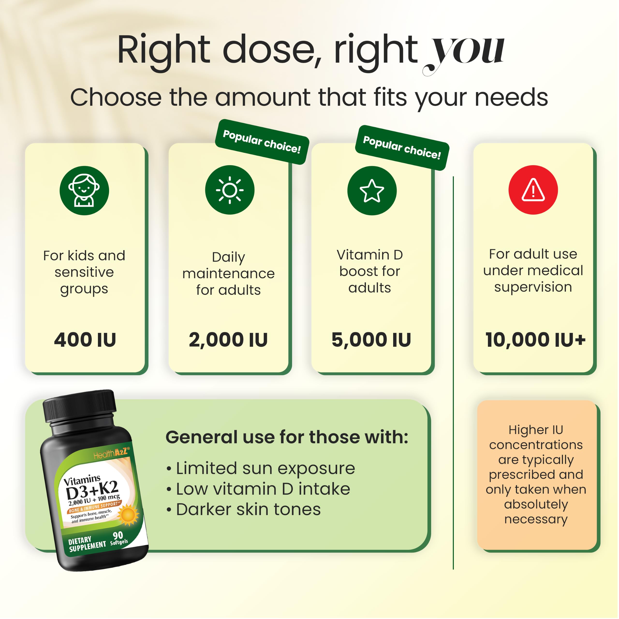 HealthA2Z® Vitamin D3 (2,000 IU) + K2 (100mcg), 90 Softgels, Pack of 1 — Amazon image 3