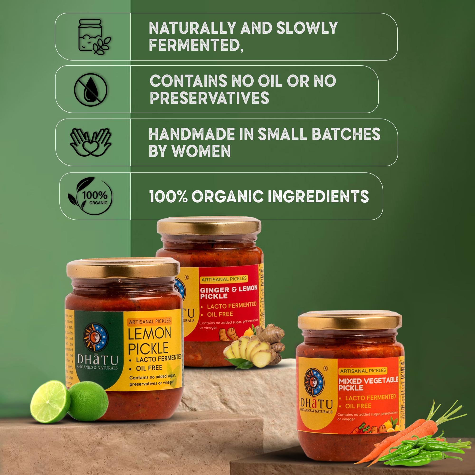 Dhatu Organics & Naturals Probiotic Lemon Pickle - 250 g (Pack of 2) - Image 5 thumbnail