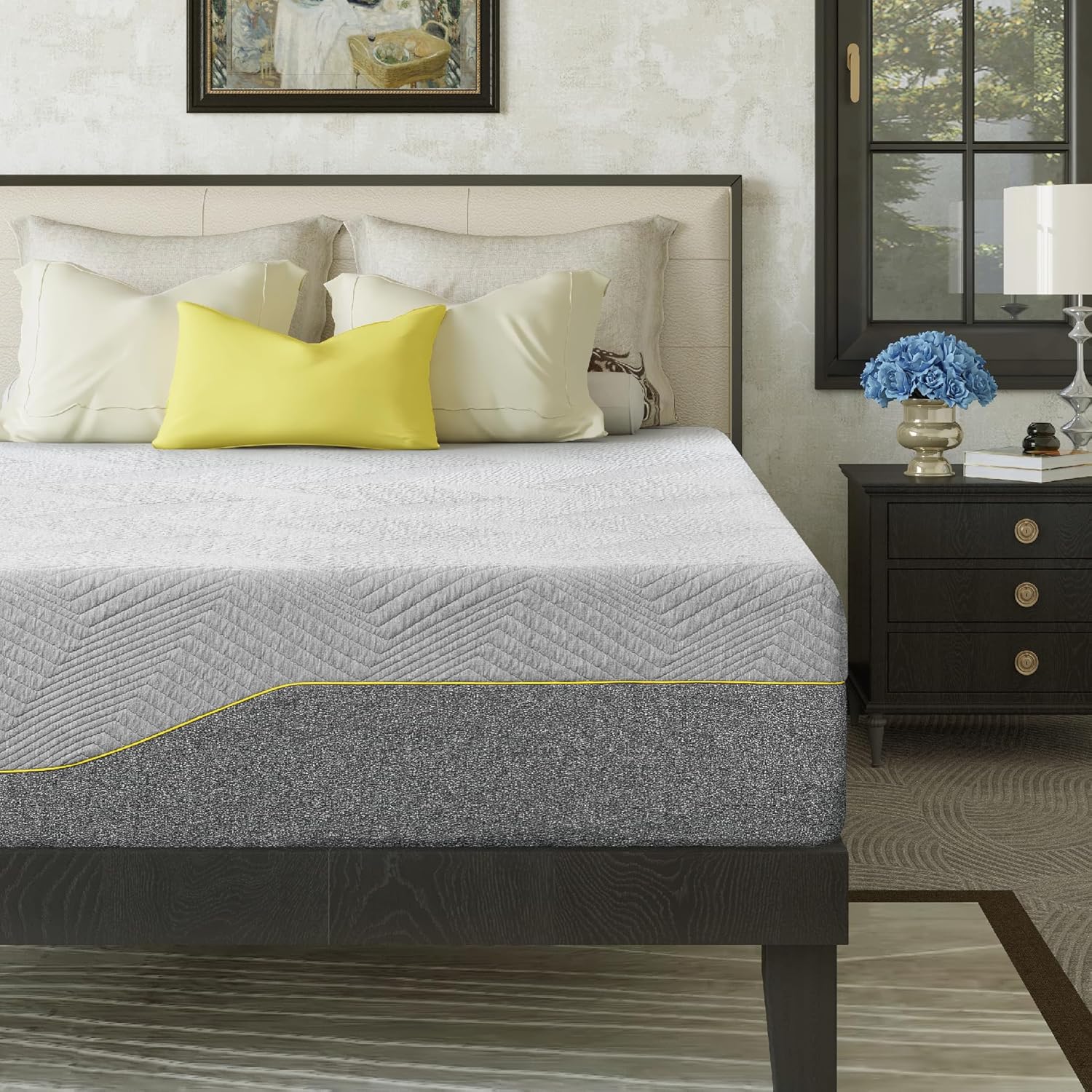 EGOHOME 14 Inch King Green Tea Memory Mattress in a Box