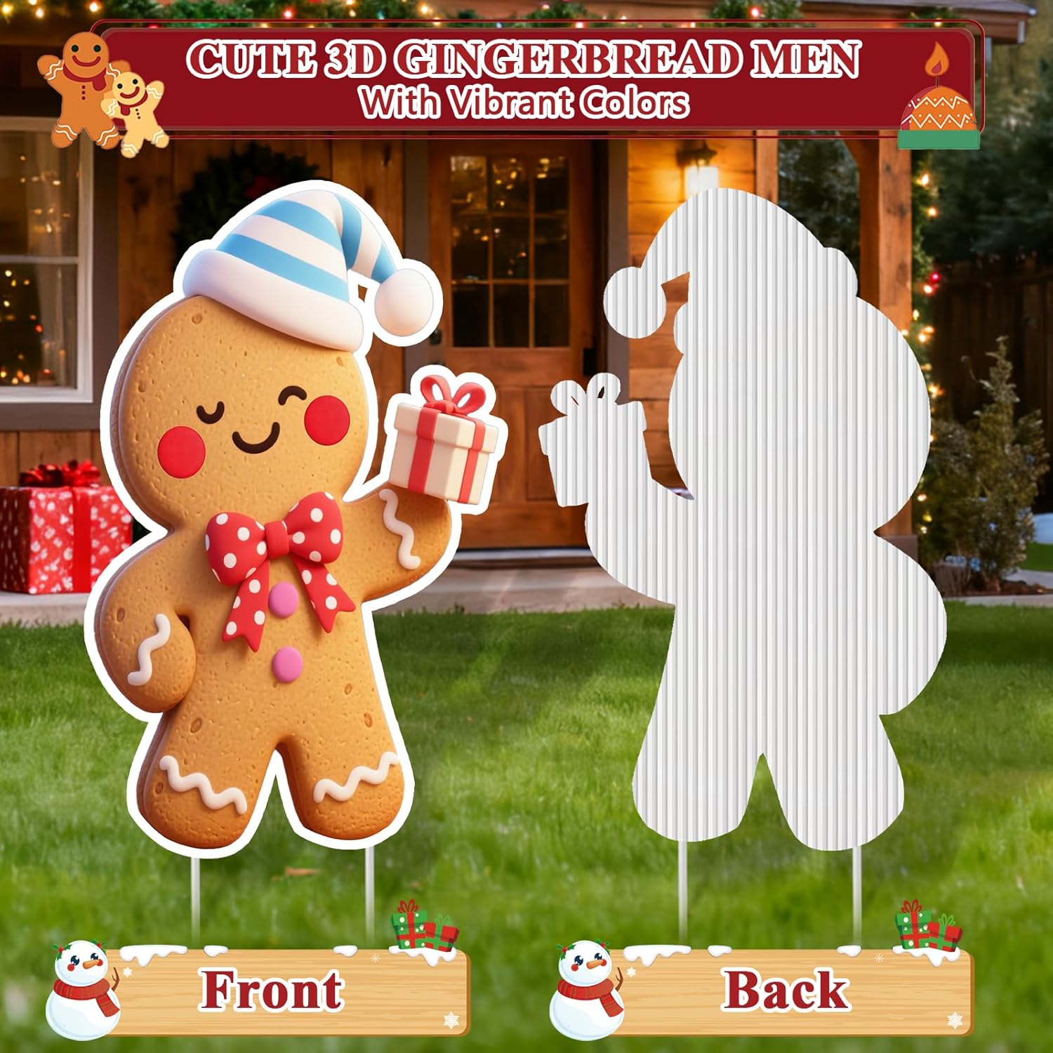 Remiawy Gingerbread Outdoor Christmas Decorations, 10 PCS Christmas Yard Signs, Gingerbread Lawn Stakes for Outdoor Decor, Ginger Bread Man for Winter Xmas Garden Walkway Pathway Holiday Decorations - Image 2